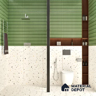 Terrazzo Floor & Wall Tile TL 06136 F Terrazzo Bianco 4 ft x 2 ft Full Body Vitrified Matte Finish - 9 mm | Ideal For Living Room, Bedroom, Bathroom, Kitchen (Sample)