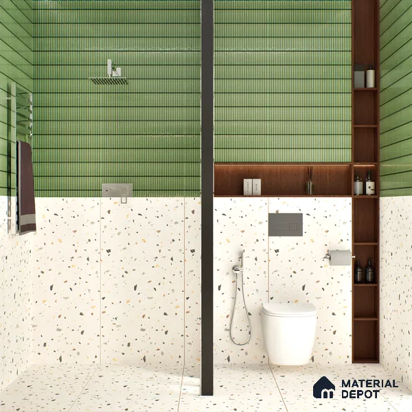 Terrazzo Floor & Wall Tile TL 06136 F Terrazzo Bianco 4 ft x 2 ft Full Body Vitrified Matte Finish - 9 mm | Ideal For Living Room, Bedroom, Bathroom, Kitchen (Sample)