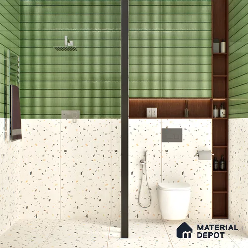 Terrazzo Floor & Wall Tile TL 06136 F Terrazzo Bianco 4 ft x 2 ft Full Body Vitrified Matte Finish - 9 mm | Ideal For Living Room, Bedroom, Bathroom, Kitchen
