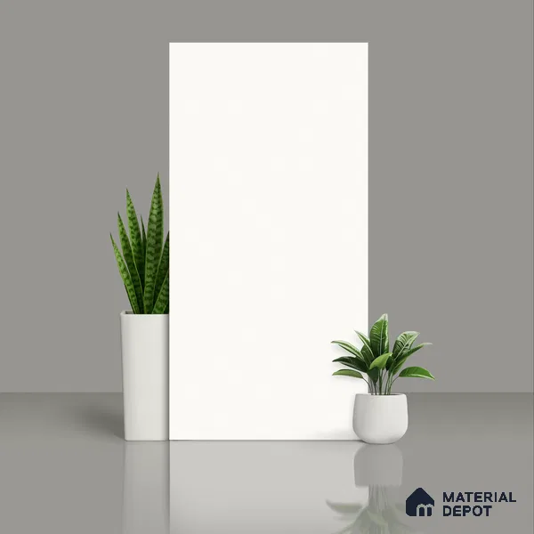 Plain Floor & Wall Tile TL 06136 Bianco Plain Plain 4 ft x 2 ft Vitrified Matte Finish - 9 mm | Ideal For Living Room, Bedroom, Bathroom, Kitchen