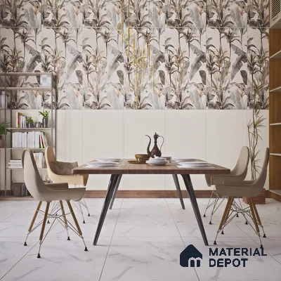 Plain Floor & Wall Tile TL 06136 Bianco Plain Plain 4 ft x 2 ft Vitrified Matte Finish - 9 mm | Ideal For Living Room, Bedroom, Bathroom, Kitchen