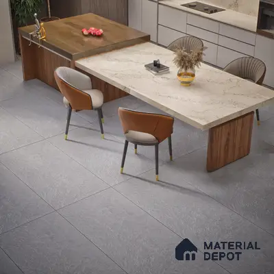 Punch Floor & Wall Tile TL 06137 C Rock Natural Grey 4 ft x 2 ft | Rock Matte Finish Full Body Vitrified Tile - 9 mm | Ideal For Living Room, Bedroom, Bathroom, Kitchen