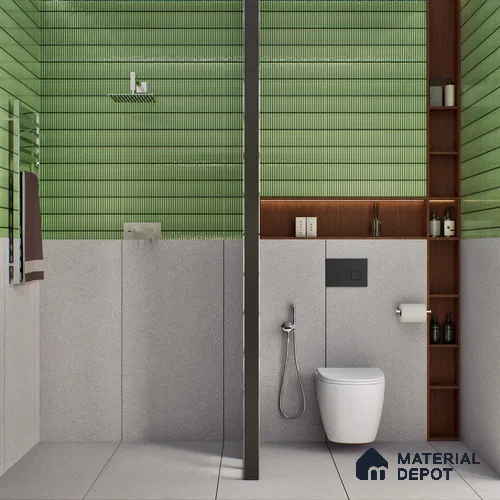 Terrazzo Floor & Wall Tile TL 06137 D S&P Grey 4 ft x 2 ft Vitrified Matte Finish - 9 mm | Ideal For Living Room, Bedroom, Bathroom, Kitchen