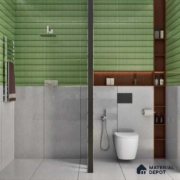 Terrazzo Floor & Wall Tile TL 06137 E S&P Grey 4 ft x 2 ft Vitrified Glossy Finish - 9 mm | Ideal For Living Room, Bedroom, Bathroom, Kitchen (Sample)