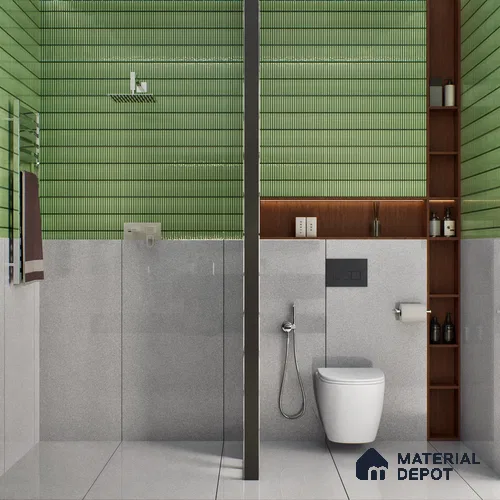 Terrazzo Floor & Wall Tile TL 06137 E S&P Grey 4 ft x 2 ft Vitrified Glossy Finish - 9 mm | Ideal For Living Room, Bedroom, Bathroom, Kitchen