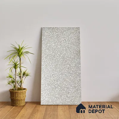 Terrazzo Floor & Wall Tile TL 06137 F Terrazzo Grey 4 ft x 2 ft Vitrified Matte Finish - 9 mm | Ideal For Living Room, Bedroom, Bathroom, Kitchen (Sample)