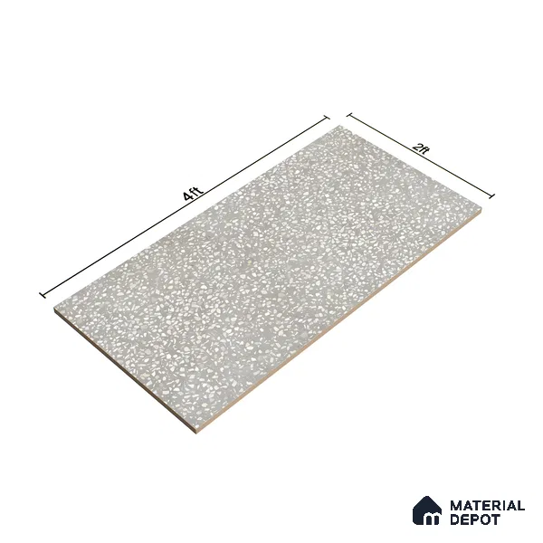 Terrazzo Floor & Wall Tile TL 06137 F Terrazzo Grey 4 ft x 2 ft Vitrified Matte Finish - 9 mm | Ideal For Living Room, Bedroom, Bathroom, Kitchen (Sample)