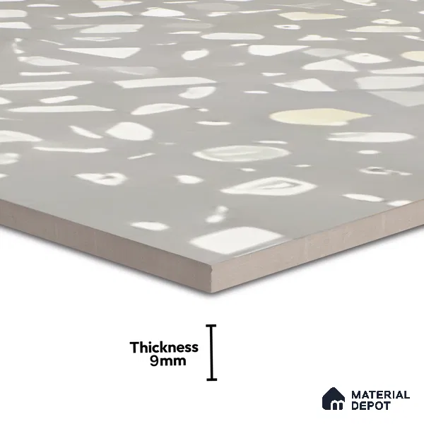 Terrazzo Floor & Wall Tile TL 06137 F Terrazzo Grey 4 ft x 2 ft Vitrified Matte Finish - 9 mm | Ideal For Living Room, Bedroom, Bathroom, Kitchen (Sample)