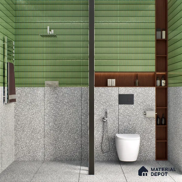 Terrazzo Floor & Wall Tile TL 06137 F Terrazzo Grey 4 ft x 2 ft Vitrified Matte Finish - 9 mm | Ideal For Living Room, Bedroom, Bathroom, Kitchen (Sample)