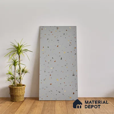 Terrazzo Floor & Wall Tile TL 06138 D Terrazzo Grigio 4 ft x 2 ft Vitrified Matte Finish - 9 mm | Ideal For Living Room, Bedroom, Bathroom, Kitchen (Sample)