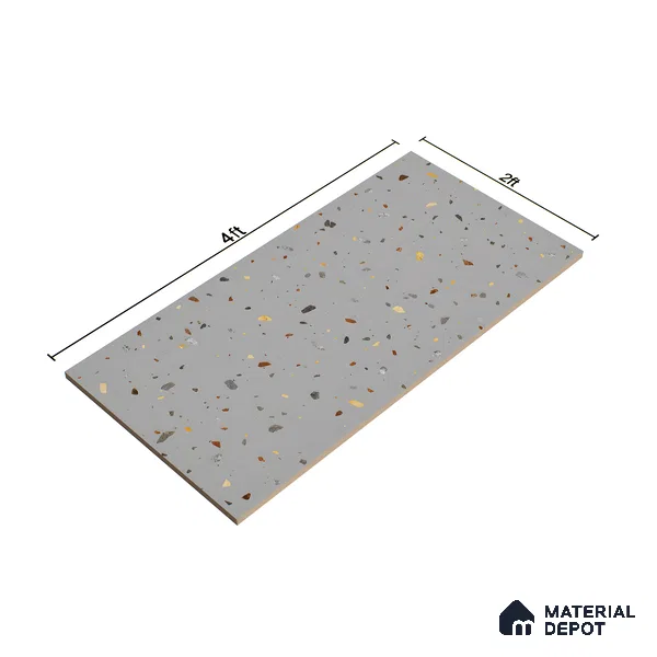 Terrazzo Floor & Wall Tile TL 06138 D Terrazzo Grigio 4 ft x 2 ft Vitrified Matte Finish - 9 mm | Ideal For Living Room, Bedroom, Bathroom, Kitchen (Sample)