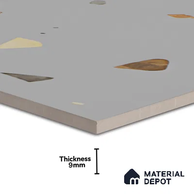 Terrazzo Floor & Wall Tile TL 06138 D Terrazzo Grigio 4 ft x 2 ft Vitrified Matte Finish - 9 mm | Ideal For Living Room, Bedroom, Bathroom, Kitchen (Sample)