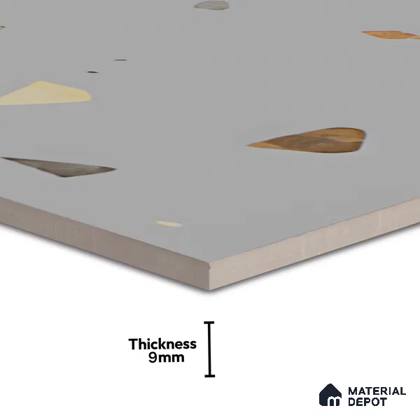 Terrazzo Floor & Wall Tile TL 06138 D Terrazzo Grigio 4 ft x 2 ft Vitrified Matte Finish - 9 mm | Ideal For Living Room, Bedroom, Bathroom, Kitchen (Sample)