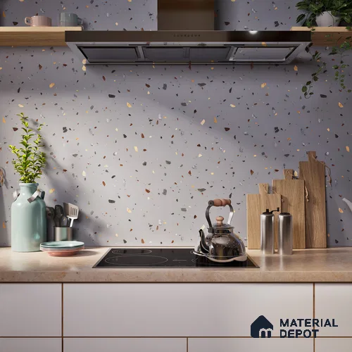 Terrazzo Floor & Wall Tile TL 06138 D Terrazzo Grigio 4 ft x 2 ft Vitrified Matte Finish - 9 mm | Ideal For Living Room, Bedroom, Bathroom, Kitchen