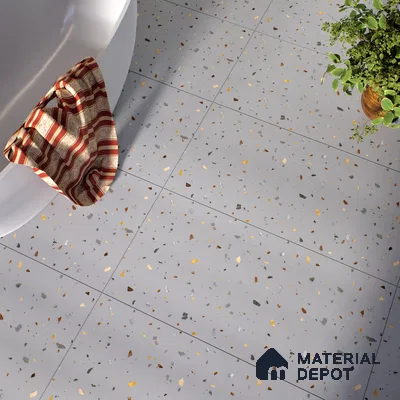 Terrazzo Floor & Wall Tile TL 06138 D Terrazzo Grigio 4 ft x 2 ft Vitrified Matte Finish - 9 mm | Ideal For Living Room, Bedroom, Bathroom, Kitchen (Sample)