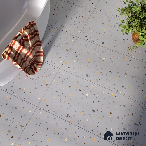 Terrazzo Floor & Wall Tile TL 06138 D Terrazzo Grigio 4 ft x 2 ft Vitrified Matte Finish - 9 mm | Ideal For Living Room, Bedroom, Bathroom, Kitchen