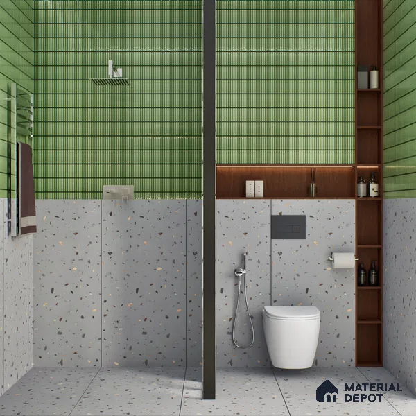 Terrazzo Floor & Wall Tile TL 06138 D Terrazzo Grigio 4 ft x 2 ft Vitrified Matte Finish - 9 mm | Ideal For Living Room, Bedroom, Bathroom, Kitchen (Sample)