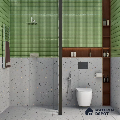 Terrazzo Floor & Wall Tile TL 06138 D Terrazzo Grigio 4 ft x 2 ft Vitrified Matte Finish - 9 mm | Ideal For Living Room, Bedroom, Bathroom, Kitchen