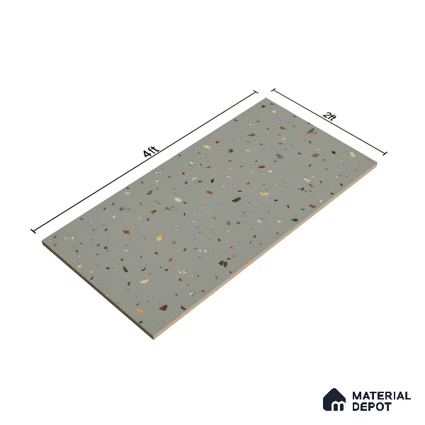 Terrazzo Floor & Wall Tile TL 06139 D Terrazzo Kota 4 ft x 2 ft Vitrified Matte Finish - 9 mm | Ideal For Living Room, Bedroom, Bathroom, Kitchen