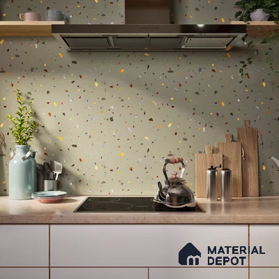 Terrazzo Floor & Wall Tile TL 06139 D Terrazzo Kota 4 ft x 2 ft Vitrified Matte Finish - 9 mm | Ideal For Living Room, Bedroom, Bathroom, Kitchen