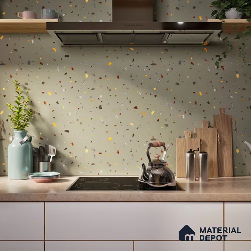 Terrazzo Floor & Wall Tile TL 06139 D Terrazzo Kota 4 ft x 2 ft Vitrified Matte Finish - 9 mm | Ideal For Living Room, Bedroom, Bathroom, Kitchen
