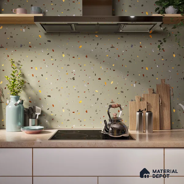 Terrazzo Floor & Wall Tile TL 06139 D Terrazzo Kota 4 ft x 2 ft Vitrified Matte Finish - 9 mm | Ideal For Living Room, Bedroom, Bathroom, Kitchen