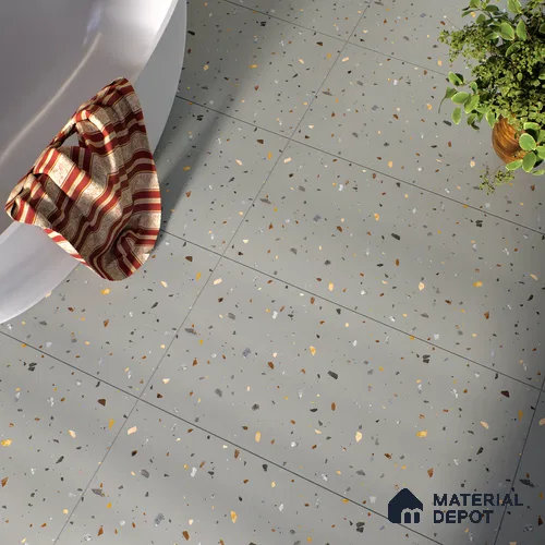 Terrazzo Floor & Wall Tile TL 06139 D Terrazzo Kota 4 ft x 2 ft Vitrified Matte Finish - 9 mm | Ideal For Living Room, Bedroom, Bathroom, Kitchen