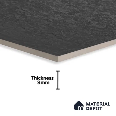Punch Floor & Wall Tile TL 06141 B Rock Lapatto Nero 4 ft x 2 ft | Lappato Matte Finish Full Body Vitrified Tile - 9 mm | Ideal For Living Room, Bedroom, Bathroom, Kitchen