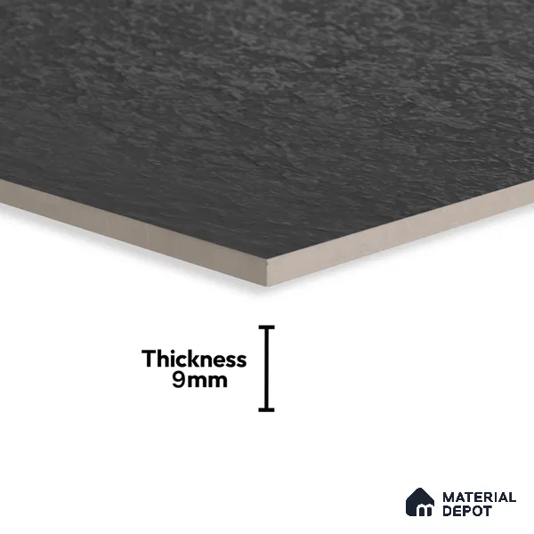 Punch Floor & Wall Tile TL 06141 B Rock Lapatto Nero 4 ft x 2 ft | Lappato Matte Finish Full Body Vitrified Tile - 9 mm | Ideal For Living Room, Bedroom, Bathroom, Kitchen