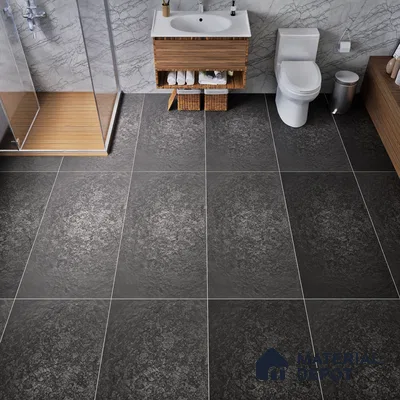 Punch Floor & Wall Tile TL 06141 B Rock Lapatto Nero 4 ft x 2 ft | Lappato Matte Finish Full Body Vitrified Tile - 9 mm | Ideal For Living Room, Bedroom, Bathroom, Kitchen