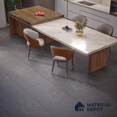 Punch Floor & Wall Tile TL 06141 B Rock Lapatto Nero 4 ft x 2 ft | Lappato Matte Finish Full Body Vitrified Tile - 9 mm | Ideal For Living Room, Bedroom, Bathroom, Kitchen