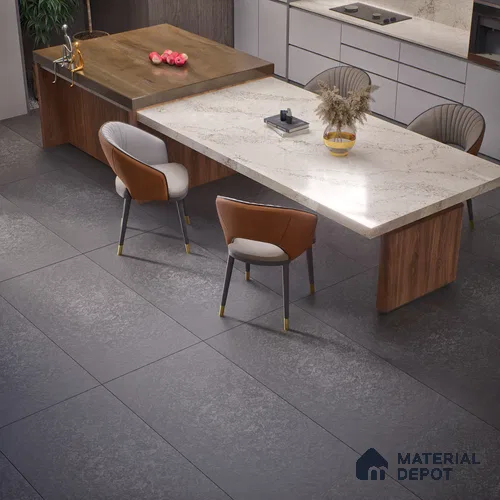 Punch Floor & Wall Tile TL 06141 B Rock Lapatto Nero 4 ft x 2 ft | Lappato Matte Finish Full Body Vitrified Tile - 9 mm | Ideal For Living Room, Bedroom, Bathroom, Kitchen