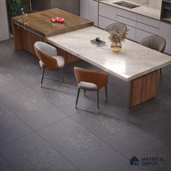 Punch Floor & Wall Tile TL 06141 B Rock Lapatto Nero 4 ft x 2 ft | Lappato Matte Finish Full Body Vitrified Tile - 9 mm | Ideal For Living Room, Bedroom, Bathroom, Kitchen