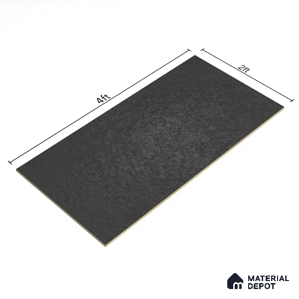 Punch Floor & Wall Tile TL 06141 B Rock Lapatto Nero 4 ft x 2 ft | Lappato Matte Finish Full Body Vitrified Tile - 9 mm | Ideal For Living Room, Bedroom, Bathroom, Kitchen