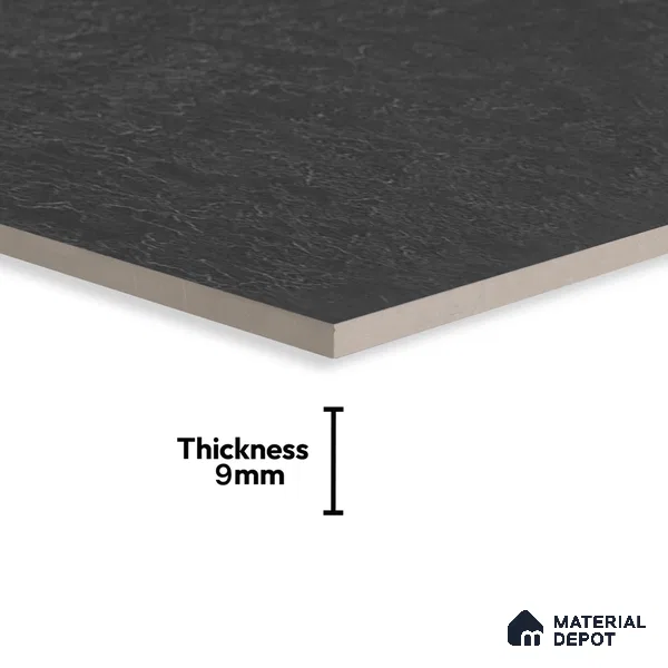 Punch Floor & Wall Tile TL 06141 C Rock Natural Nero 4 ft x 2 ft | Rock Matte Finish Full Body Vitrified Tile - 9 mm | Ideal For Living Room, Bedroom, Bathroom, Kitchen