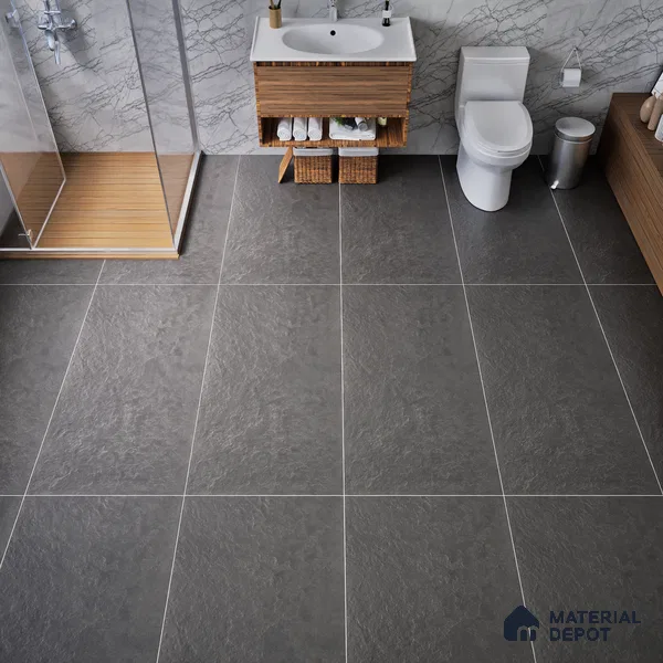 Punch Floor & Wall Tile TL 06141 C Rock Natural Nero 4 ft x 2 ft | Rock Matte Finish Full Body Vitrified Tile - 9 mm | Ideal For Living Room, Bedroom, Bathroom, Kitchen