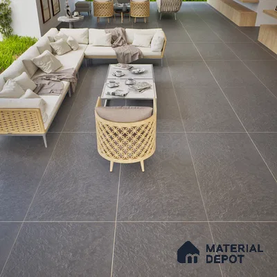 Punch Floor & Wall Tile TL 06141 C Rock Natural Nero 4 ft x 2 ft | Rock Matte Finish Full Body Vitrified Tile - 9 mm | Ideal For Living Room, Bedroom, Bathroom, Kitchen