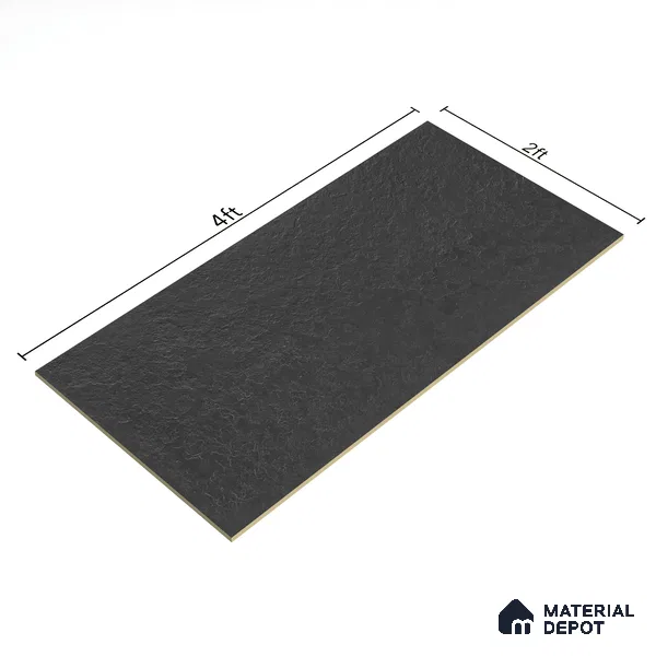 Punch Floor & Wall Tile TL 06141 C Rock Natural Nero 4 ft x 2 ft | Rock Matte Finish Full Body Vitrified Tile - 9 mm | Ideal For Living Room, Bedroom, Bathroom, Kitchen