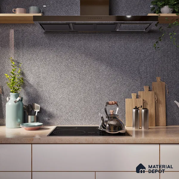 Terrazzo Floor & Wall Tile TL 06141 E S&P Nero 4 ft x 2 ft Vitrified Glossy Finish - 9 mm | Ideal For Living Room, Bedroom, Bathroom, Kitchen