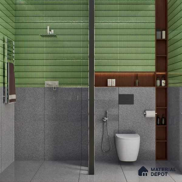 Terrazzo Floor & Wall Tile TL 06141 E S&P Nero 4 ft x 2 ft Vitrified Glossy Finish - 9 mm | Ideal For Living Room, Bedroom, Bathroom, Kitchen