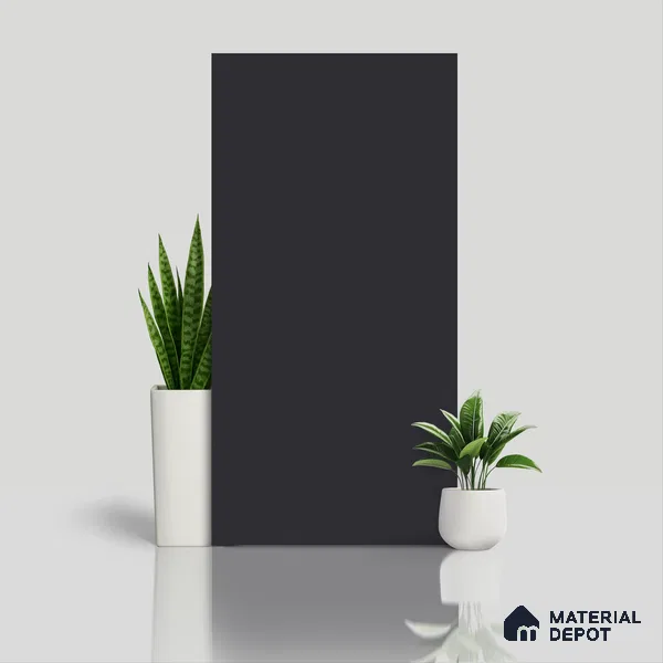 Plain Floor & Wall Tile TL 06141 Nero Plain 4 ft x 2 ft Vitrified Matte Finish - 9 mm | Ideal For Living Room, Bedroom, Bathroom, Kitchen