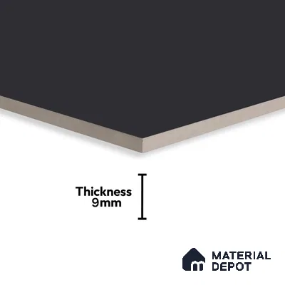 Plain Floor & Wall Tile TL 06141 Nero Plain 4 ft x 2 ft Vitrified Matte Finish - 9 mm | Ideal For Living Room, Bedroom, Bathroom, Kitchen