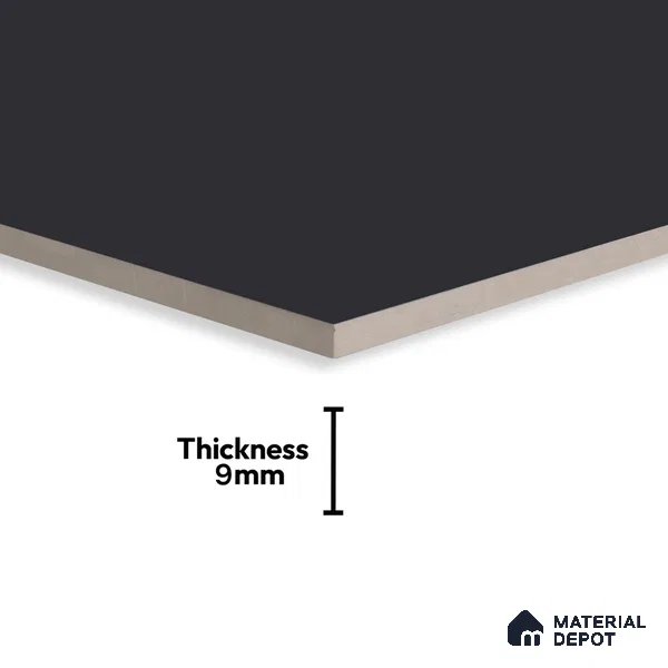 Plain Floor & Wall Tile TL 06141 Nero Plain 4 ft x 2 ft Vitrified Matte Finish - 9 mm | Ideal For Living Room, Bedroom, Bathroom, Kitchen