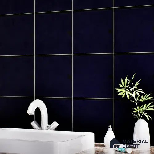 Plain Floor & Wall Tile TL 05447 C Running Plain Midnight Black 1 ft x 1 ft Ceramic Matte Finish - 7.5 mm | Suitable for Bathroom, Terrace & Balcony
