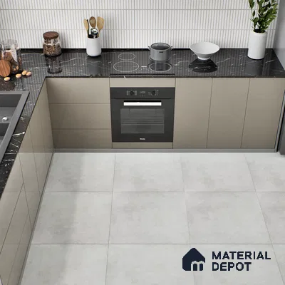 Cement Wall & Floor Tile TL 04672 B Nimbus Carrara Giola White washed/weathered Surface 2 ft x 2 ft Porcelain Matte Finish 8 mm | Suitable for Living Room, Bedroom, Bathroom, Kitchen & Balcony