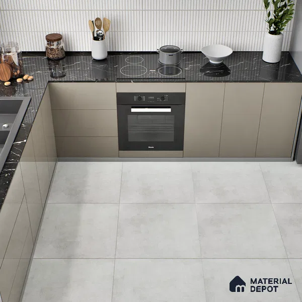 Cement Wall & Floor Tile TL 04672 B Nimbus Carrara Giola White washed/weathered Surface 2 ft x 2 ft Porcelain Matte Finish 8 mm | Suitable for Living Room, Bedroom, Bathroom, Kitchen & Balcony