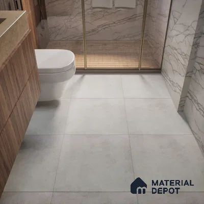 Cement Wall & Floor Tile TL 04672 B Nimbus Carrara Giola White washed/weathered Surface 2 ft x 2 ft Porcelain Matte Finish 8 mm | Suitable for Living Room, Bedroom, Bathroom, Kitchen & Balcony