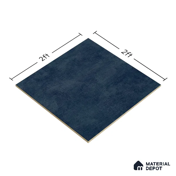 Cement Wall & Floor Tile TL 04672 D Nimbus Midnight Navy washed/weathered Surface 2 ft x 2 ft Porcelain Matte Finish 8 mm | Suitable for Living Room, Bedroom, Bathroom, Kitchen & Balcony