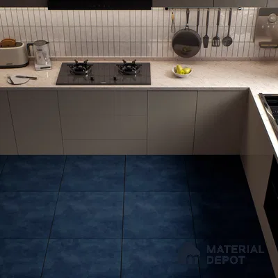 Cement Wall & Floor Tile TL 04672 D Nimbus Midnight Navy washed/weathered Surface 2 ft x 2 ft Porcelain Matte Finish 8 mm | Suitable for Living Room, Bedroom, Bathroom, Kitchen & Balcony