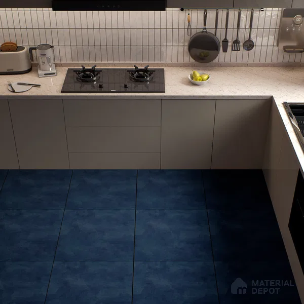 Cement Wall & Floor Tile TL 04672 D Nimbus Midnight Navy washed/weathered Surface 2 ft x 2 ft Porcelain Matte Finish 8 mm | Suitable for Living Room, Bedroom, Bathroom, Kitchen & Balcony